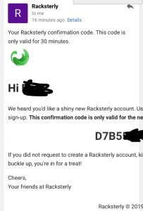Racksterly Confirmation Email