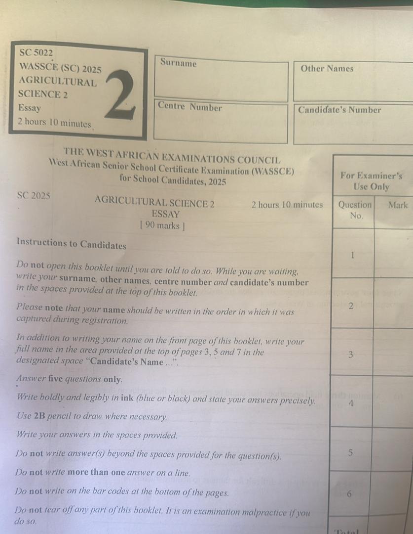 AGRIC-SCIENCE-WAEC-2025