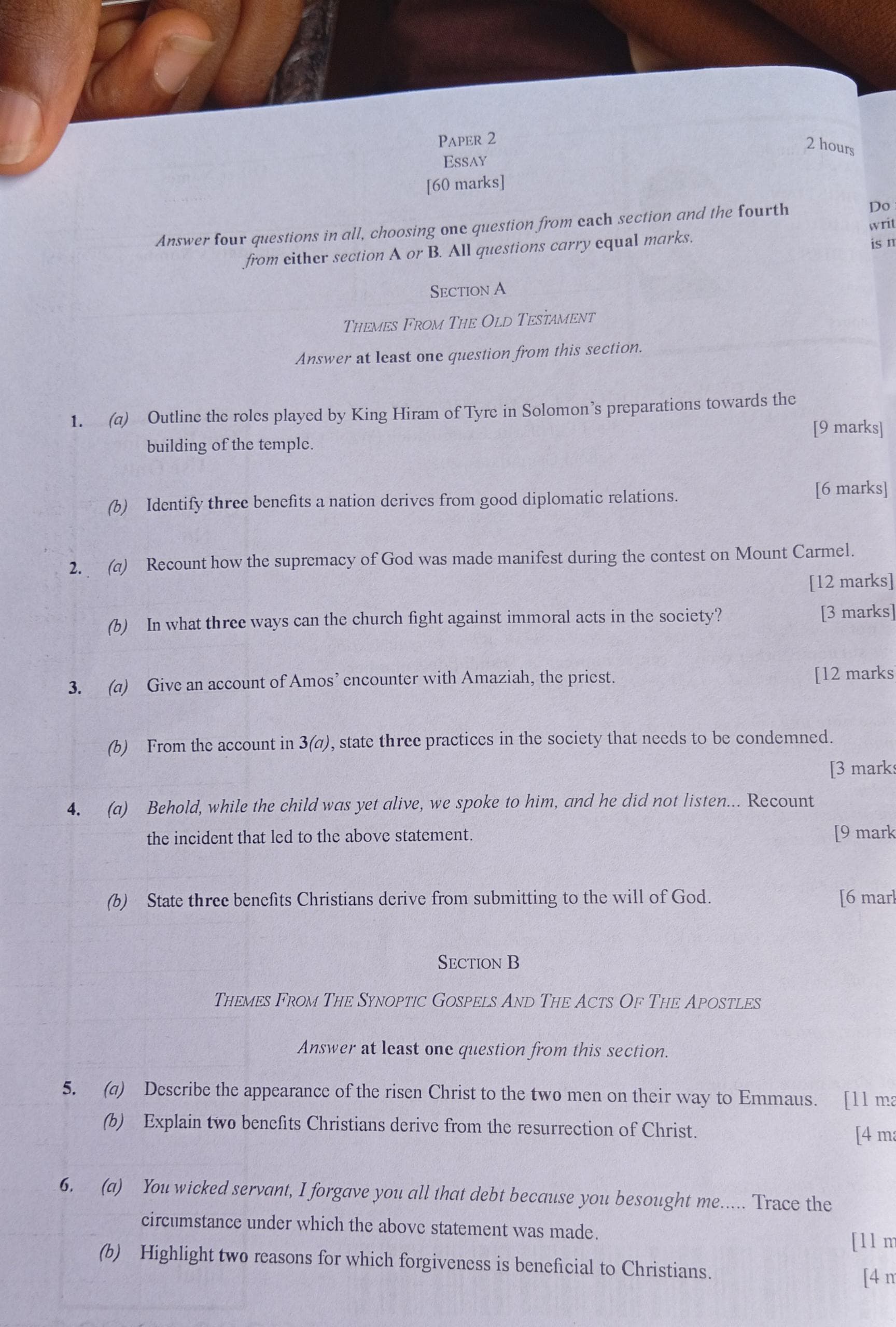 CRS WAEC QUESTIONS 2025