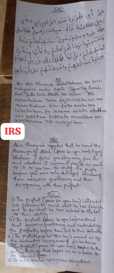 IRS WAEC ANSWERS 2025