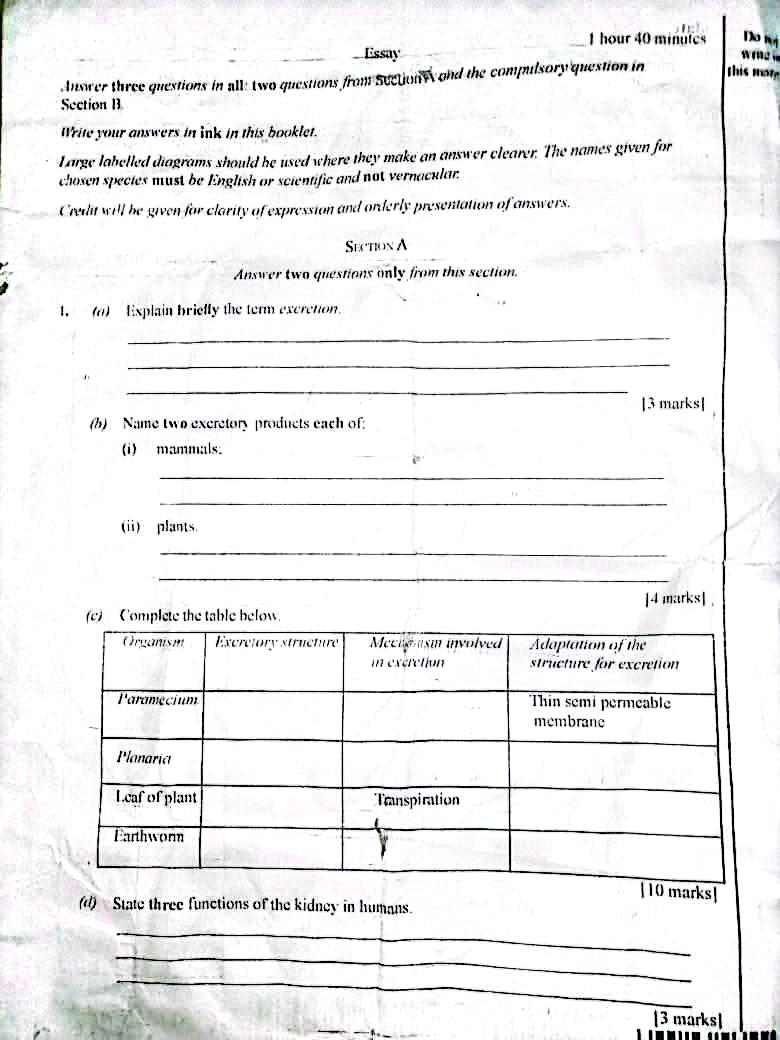 BIOLOGY WAEC 2025