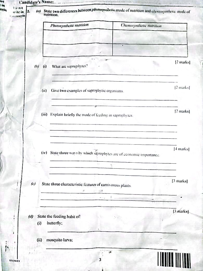 BIOLOGY WAEC 2025