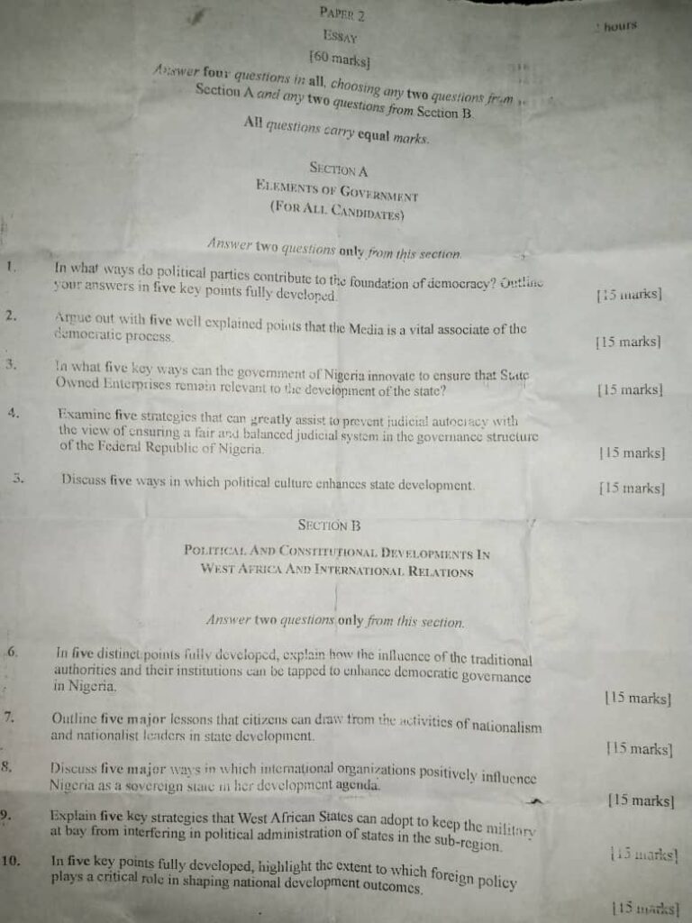 GOVERNMENT - WAEC 2025