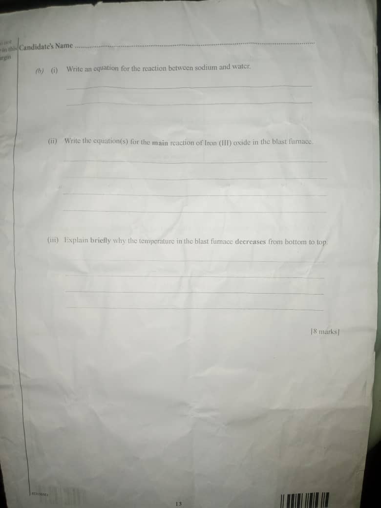 CHEMISTRY WAEC QUESTIONS 2025