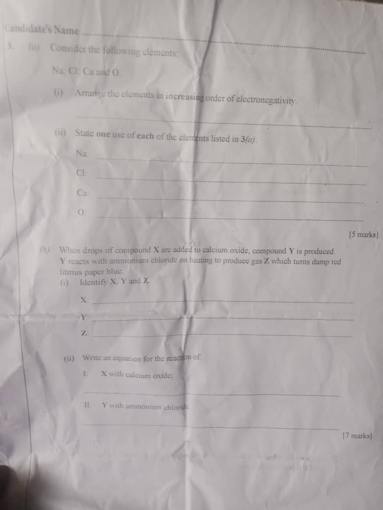 CHEMISTRY WAEC QUESTIONS 2025