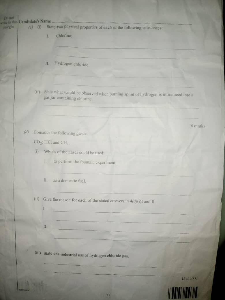 CHEMISTRY WAEC QUESTIONS 2025