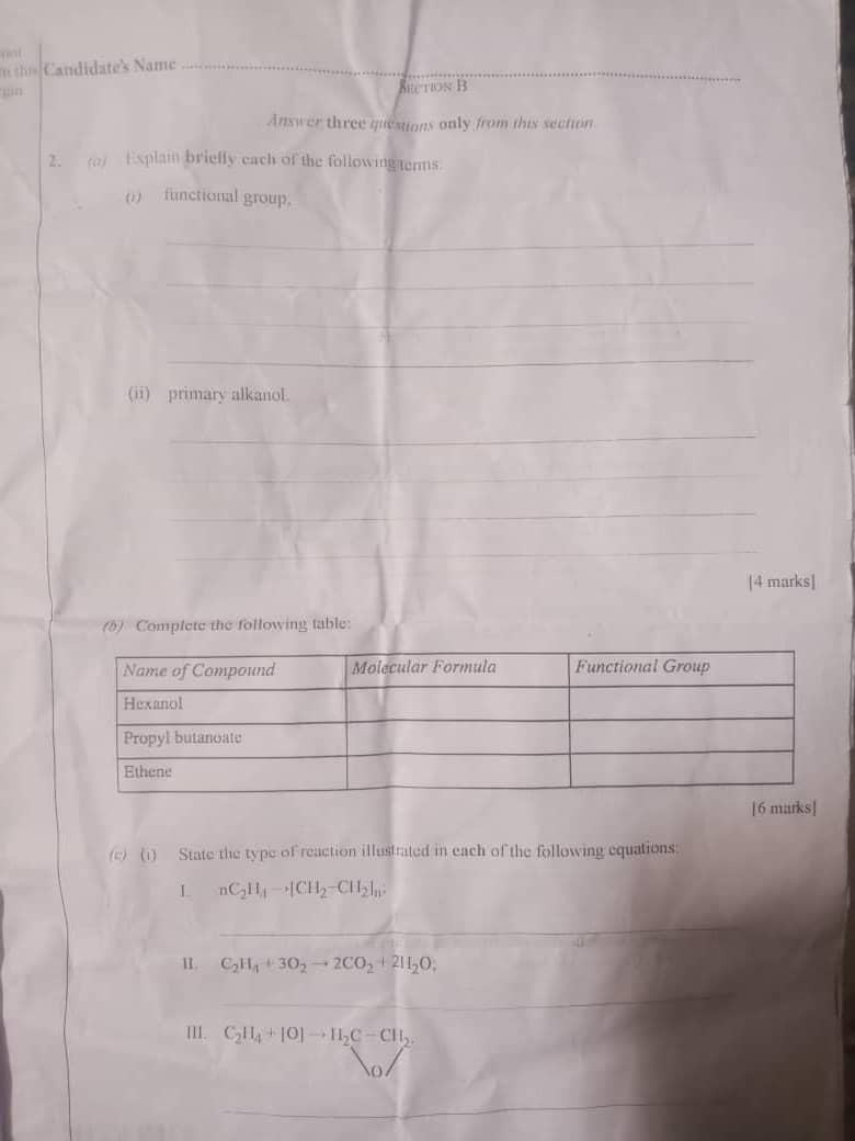 CHEMISTRY WAEC QUESTIONS 2025