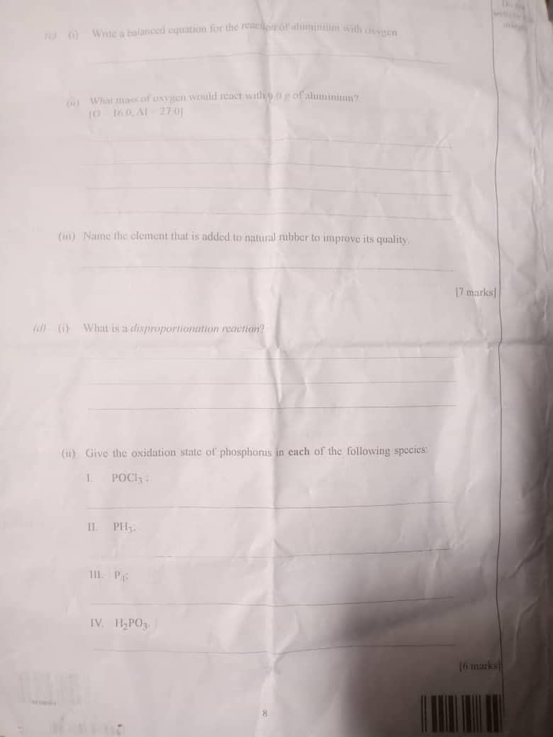 CHEMISTRY WAEC QUESTIONS 2025