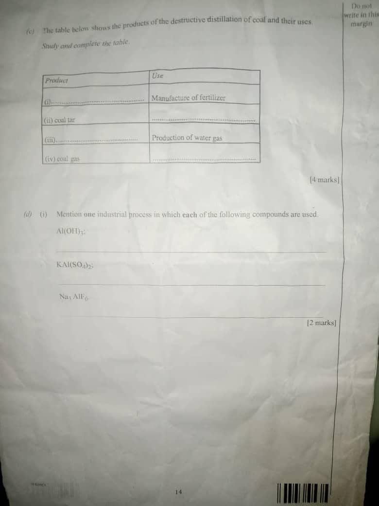 CHEMISTRY WAEC QUESTIONS 2025