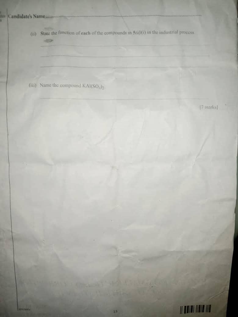 CHEMISTRY WAEC QUESTIONS 2025