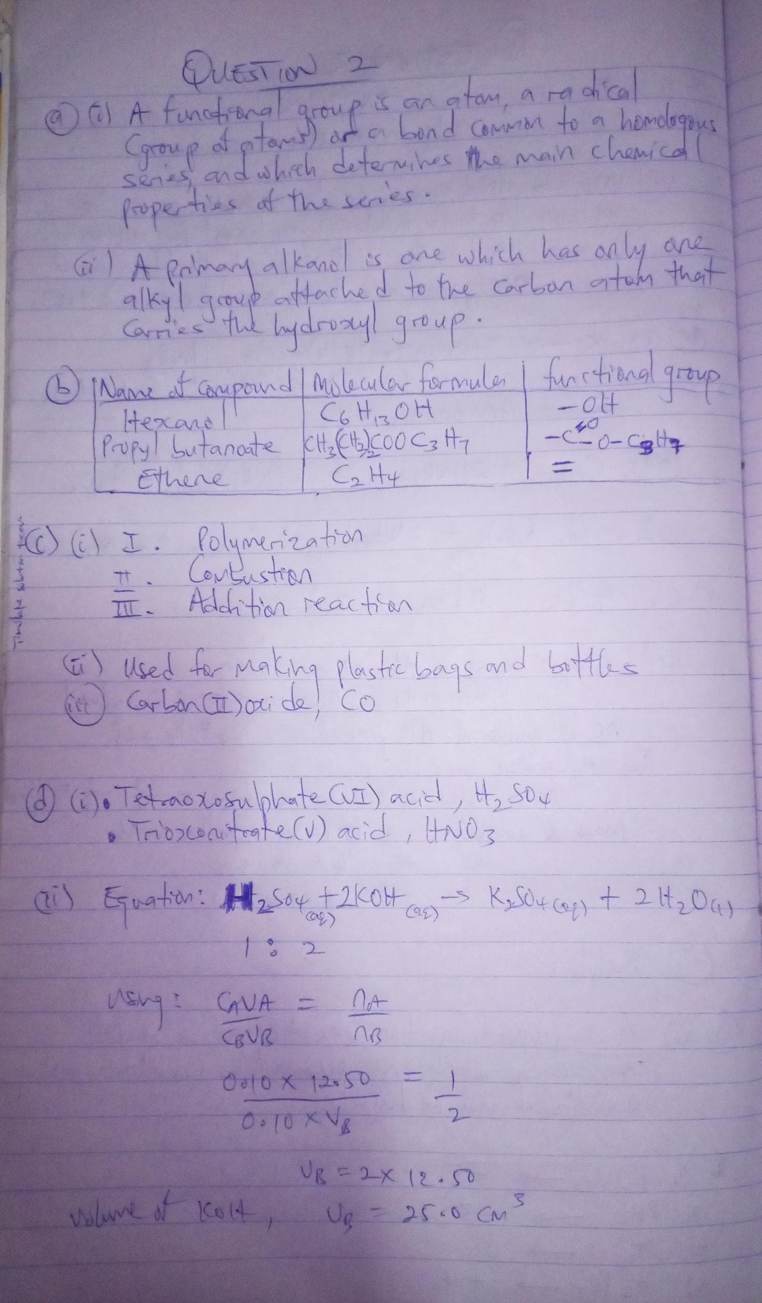 CHEMISTRY WAEC QUESTIONS 2025