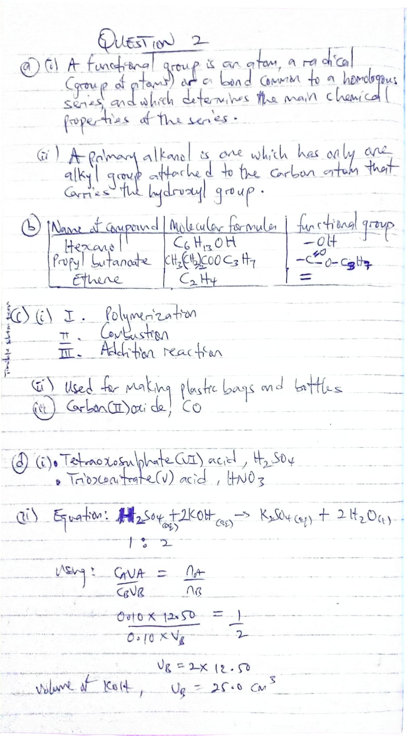 CHEMISTRY WAEC QUESTIONS 2025