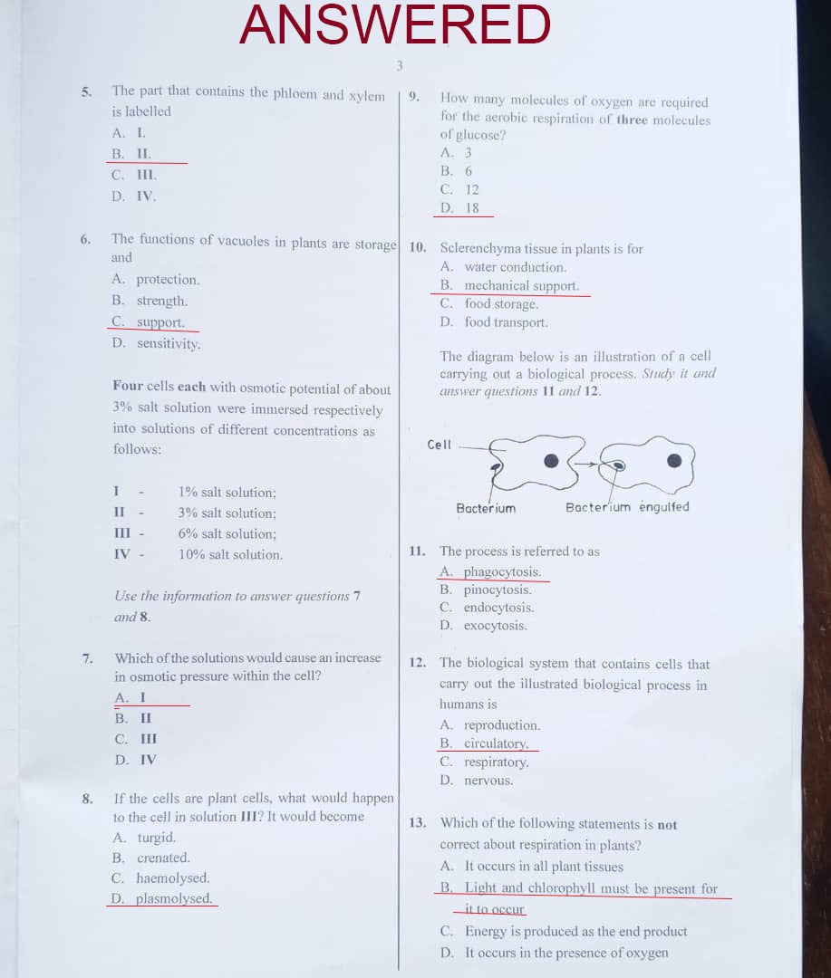 BIOLOGY WAEC 2025