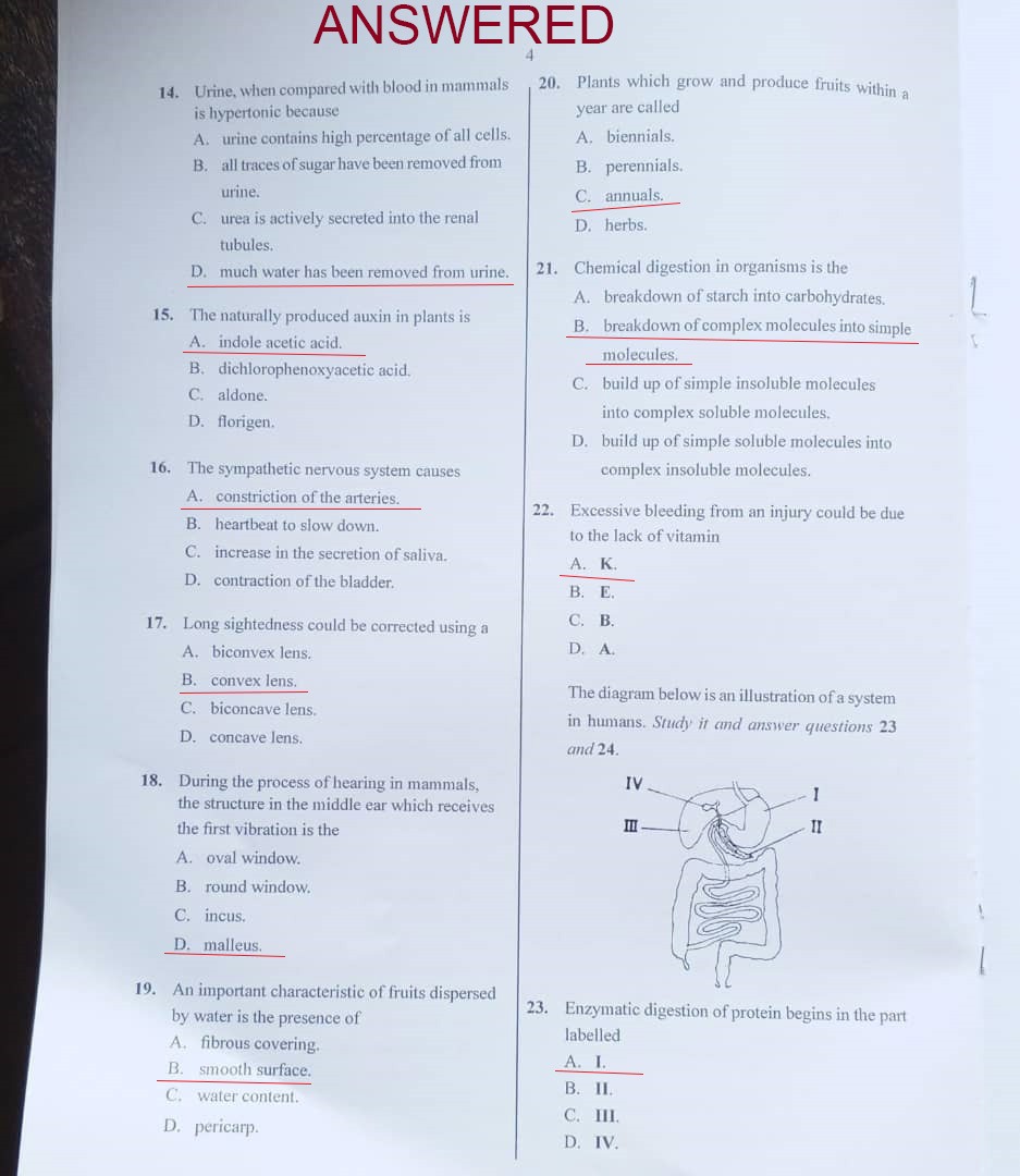 BIOLOGY WAEC 2025