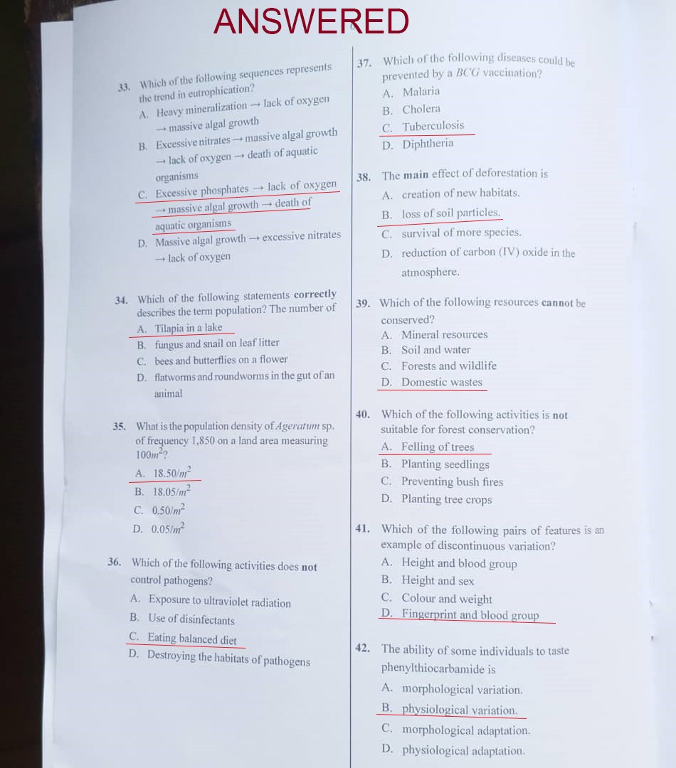 BIOLOGY WAEC 2025