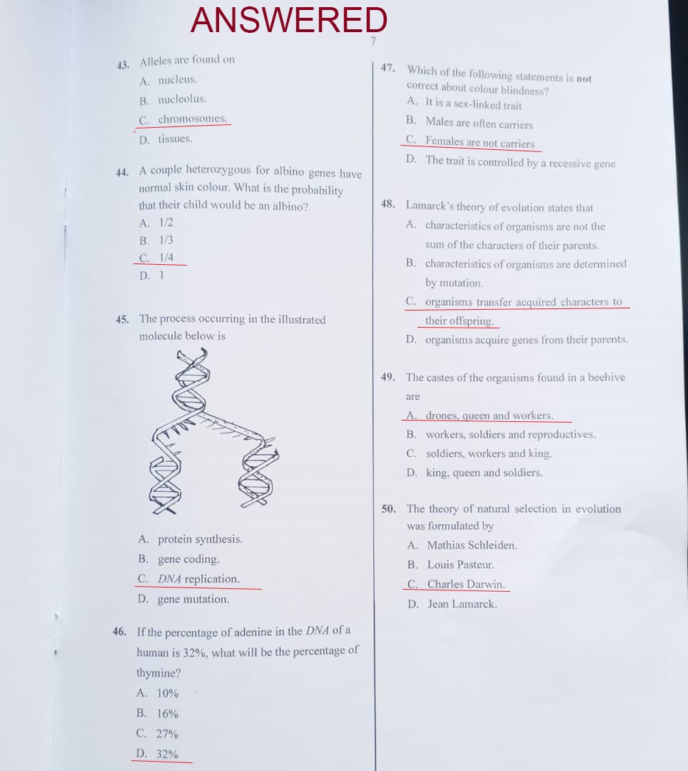 BIOLOGY WAEC 2025