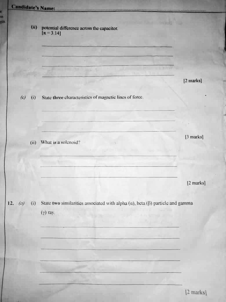 PHYSICS WAEC QUESTIONS 2025