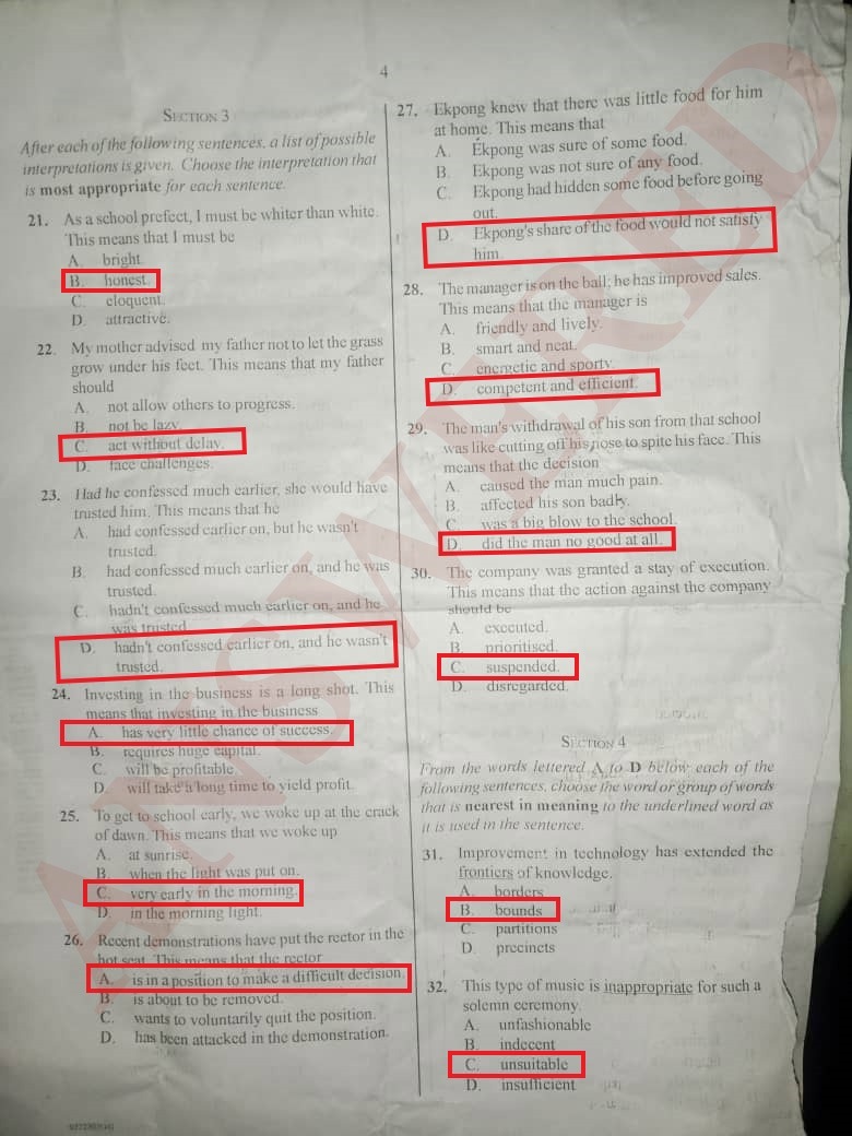 ENGLISH OBJ (OBJECTIVE) WAEC EXPO 2025

