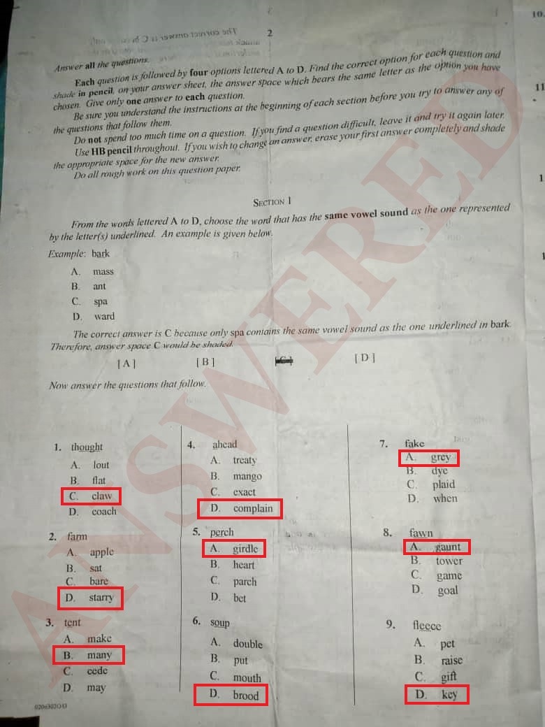 ENGLISH ORAL WAEC 2025